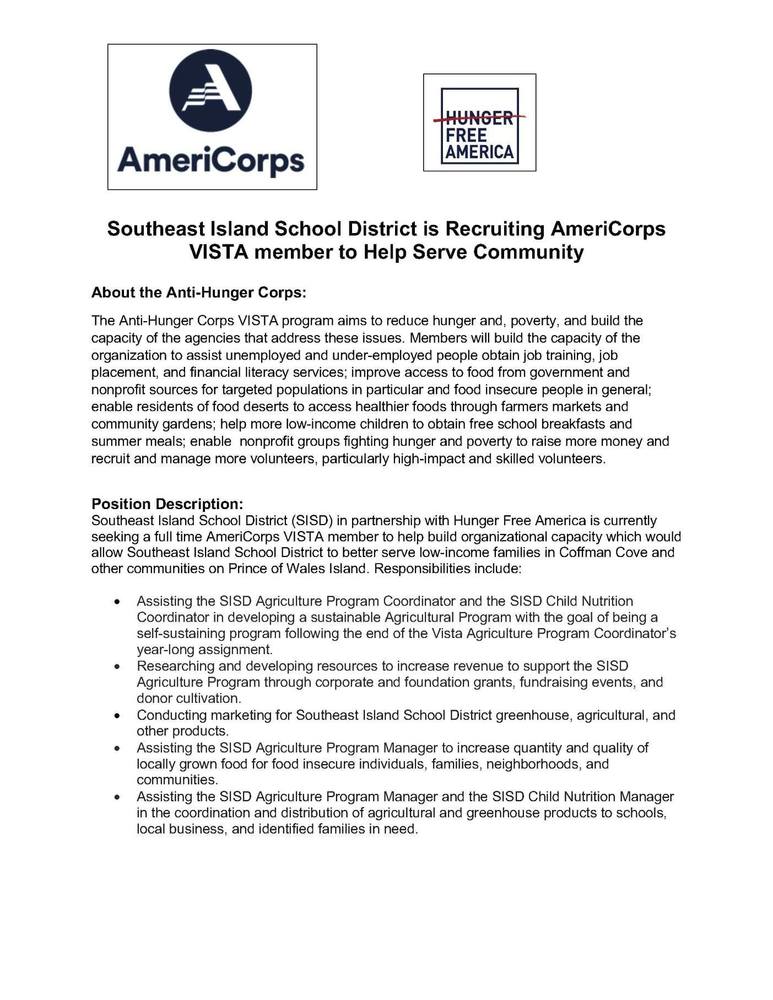 AmeriCorps VISTA now hiring